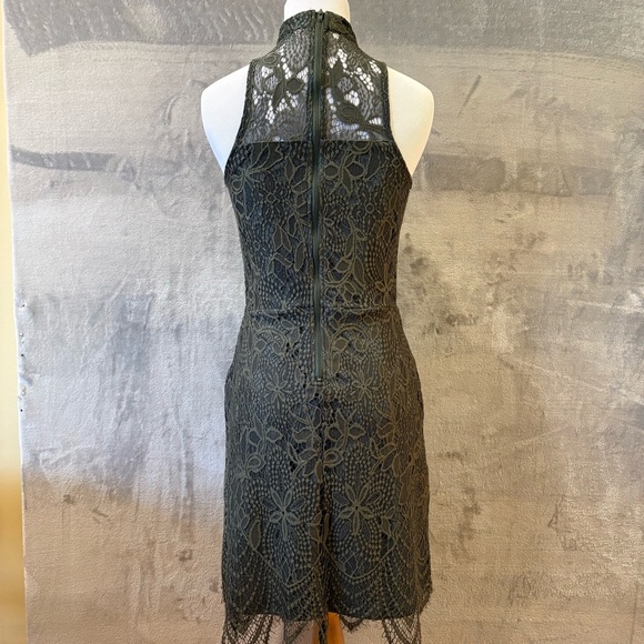 Dark Romantic Bodycon Lace Overlay Halter Sleeveless Dress Sz S Date Night - Picture 5 of 10